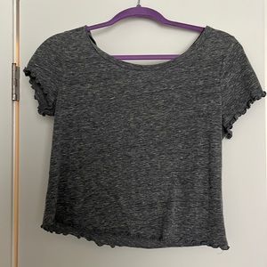 Mossimo Gray Short Sleeve Crop Top